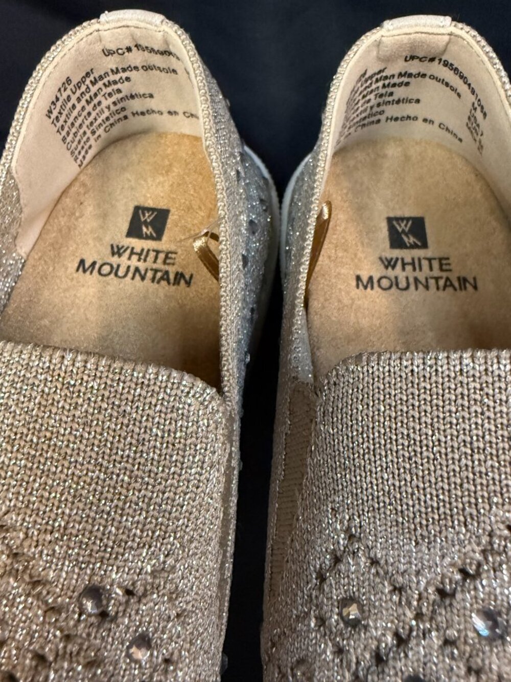 Beige Rhinestone Slip-On Sneakers - Picture 3 of 4